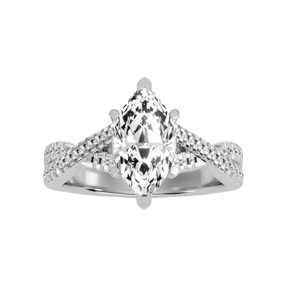 Dainty Marquise Shaped Solitaire Ring In 925 Sterling Silver - Two