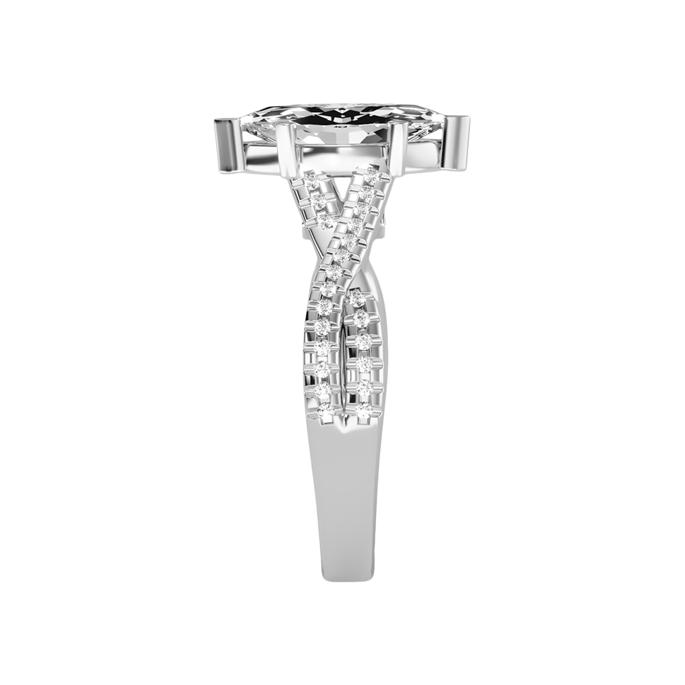 Dainty Marquise Shaped Solitaire Ring In 925 Sterling Silver - Four