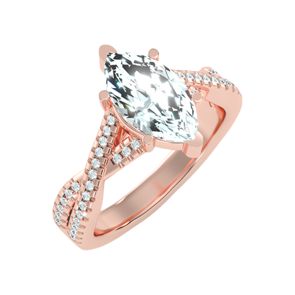 Dainty Marquise Shaped Solitaire Ring In 925 Sterling Silver - Five