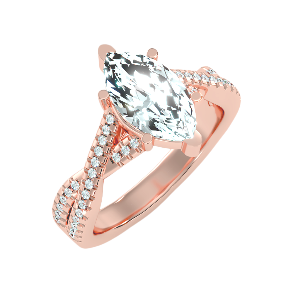 Dainty Marquise Shaped Solitaire Ring - Five