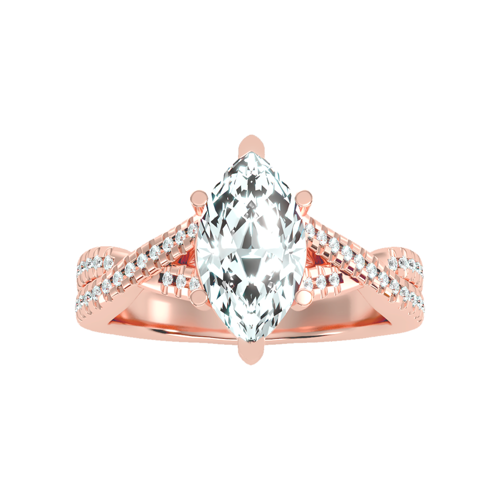 Dainty Marquise Shaped Solitaire Ring - Six