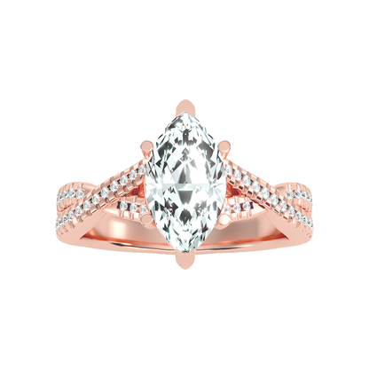 Dainty Marquise Shaped Solitaire Ring - Six