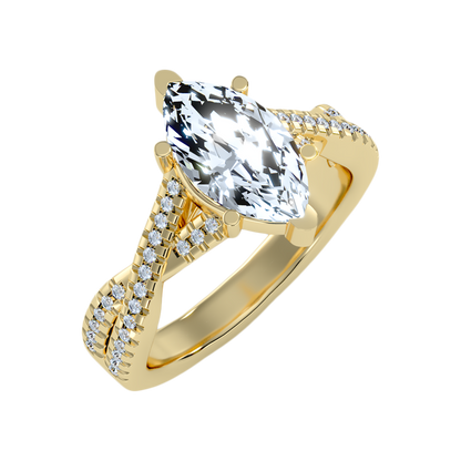 Dainty Marquise Shaped Solitaire Ring - Nine