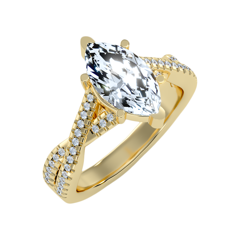 Dainty Marquise Shaped Solitaire Ring In 925 Sterling Silver - Nine