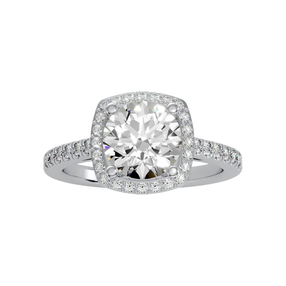Dazzling Halo Ring In 925 Sterling Silver - Three