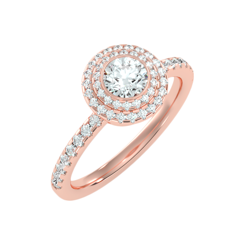 Dazz Halo Ring In 925 Sterling Silver - One