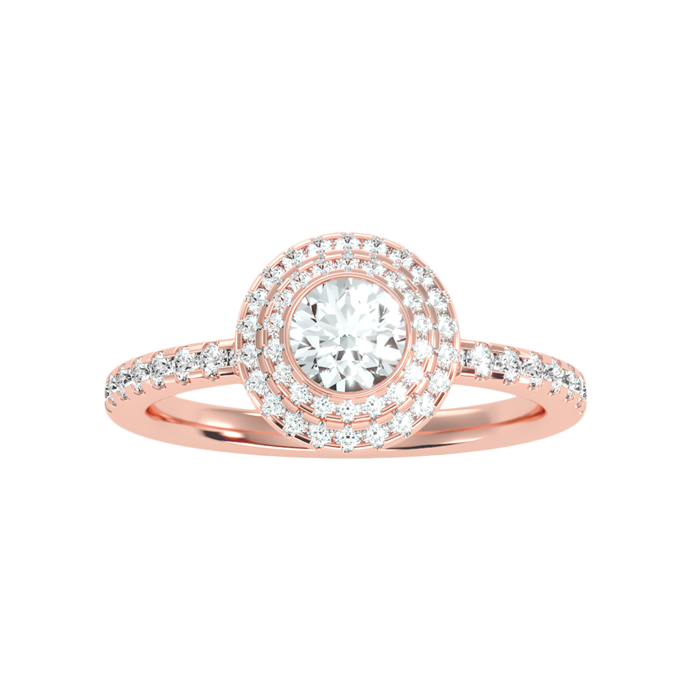 Dazz Halo Ring In 925 Sterling Silver - Three