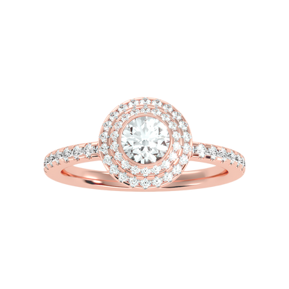 Dazz Halo Ring In 925 Sterling Silver - Three