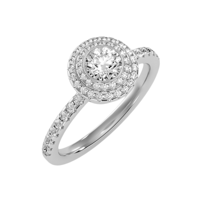 Dazz Halo Ring In 925 Sterling Silver - Five