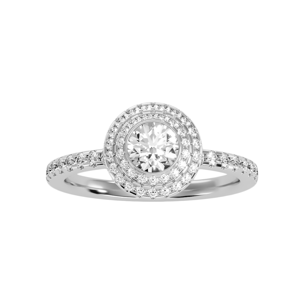 Dazz Halo Ring In 925 Sterling Silver - Six
