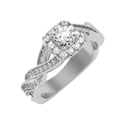 Delicate Halo Ring In 925 Sterling Silver - One