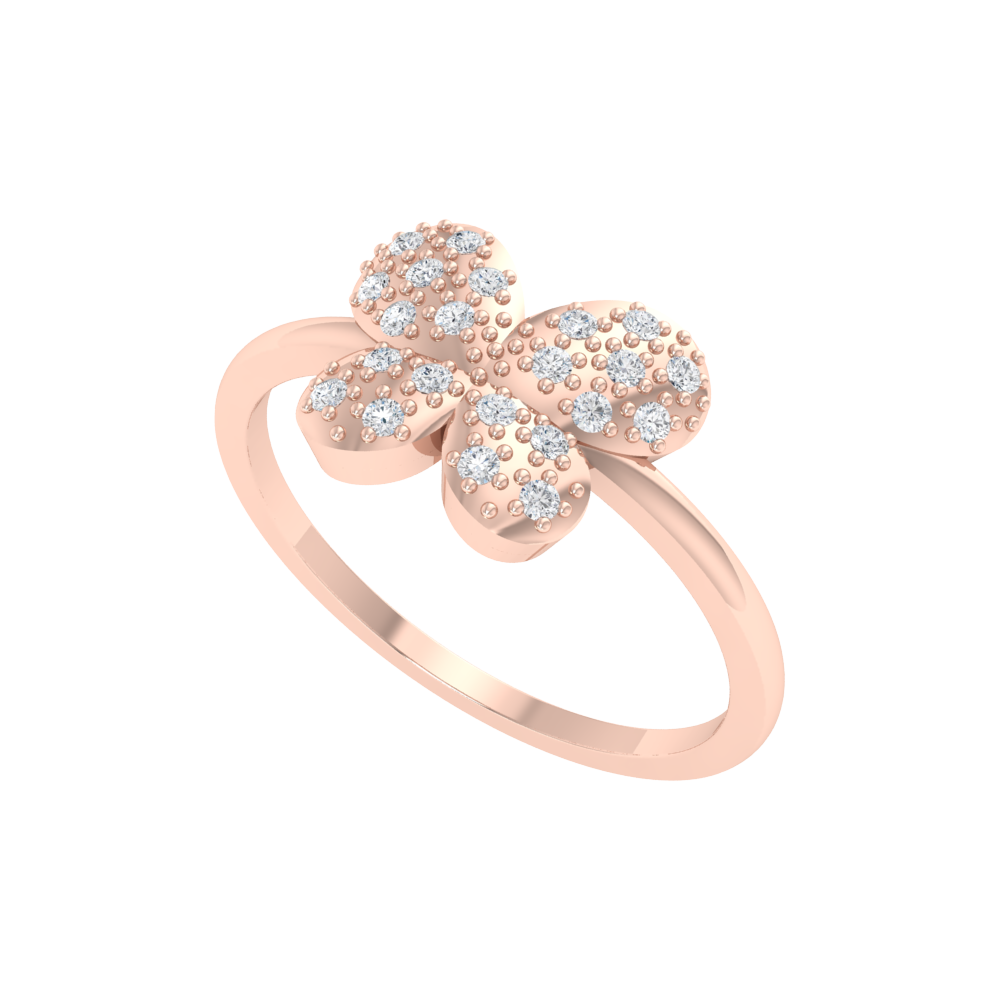 Butterfly Shaped Diamond Ring In 925 Sterling Silver - One