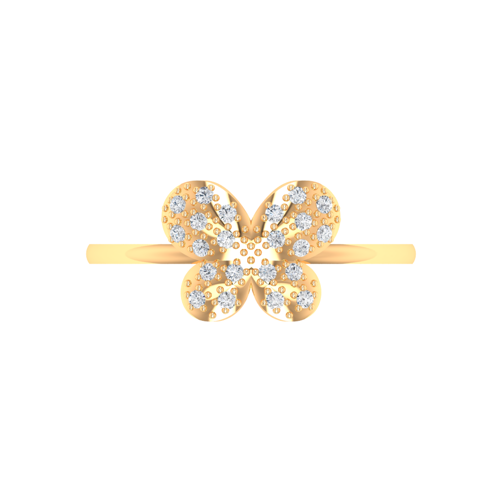 Butterfly Shaped Diamond Ring In 925 Sterling Silver - Ten