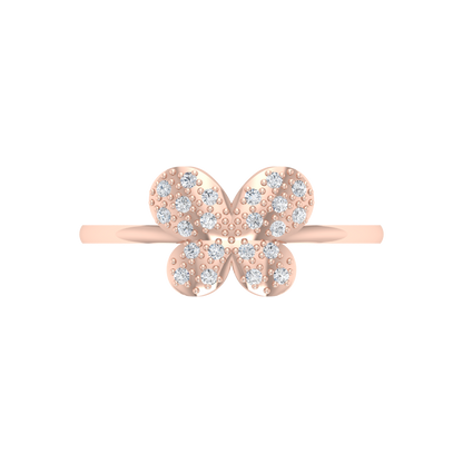 Butterfly Shaped Diamond Ring In 925 Sterling Silver - Two