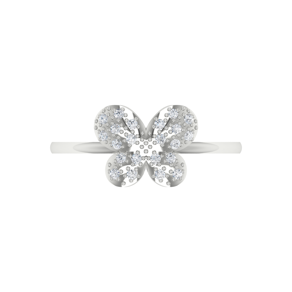 Butterfly Shaped Diamond Ring In 925 Sterling Silver - Six