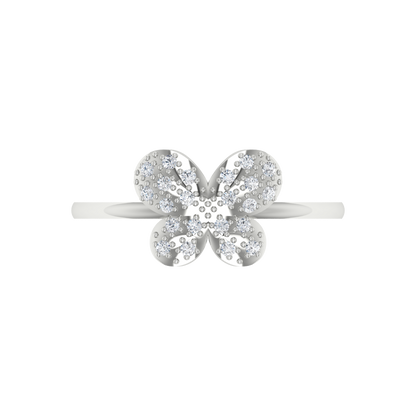 Butterfly Shaped Diamond Ring In 925 Sterling Silver - Six