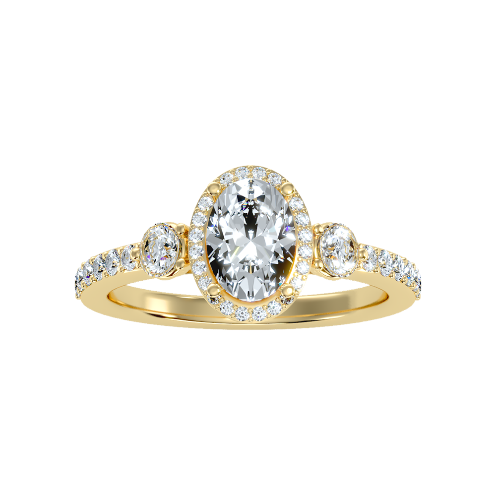 Diamoon Halo Ring In 925 Sterling Silver - Ten