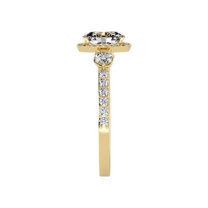 Diamoon Halo Ring In 925 Sterling Silver - Eleven