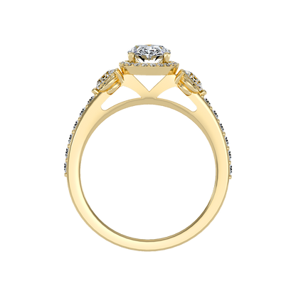 Diamoon Halo Ring In 925 Sterling Silver - Twelve