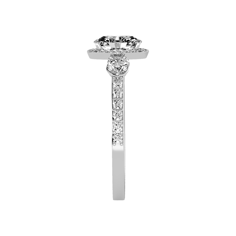 Diamoon Halo Ring In 925 Sterling Silver - Four