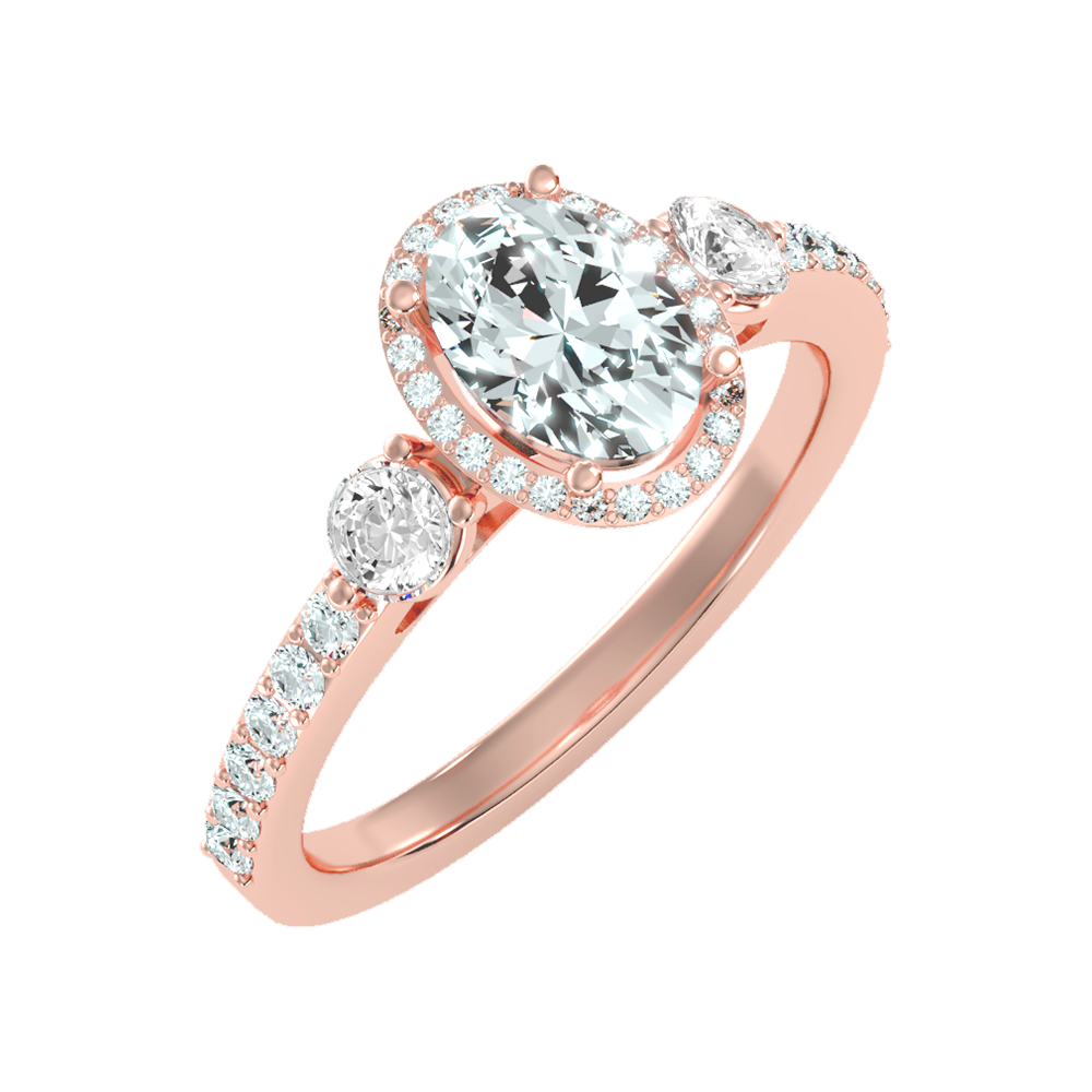 Diamoon Halo Ring In 925 Sterling Silver - Five
