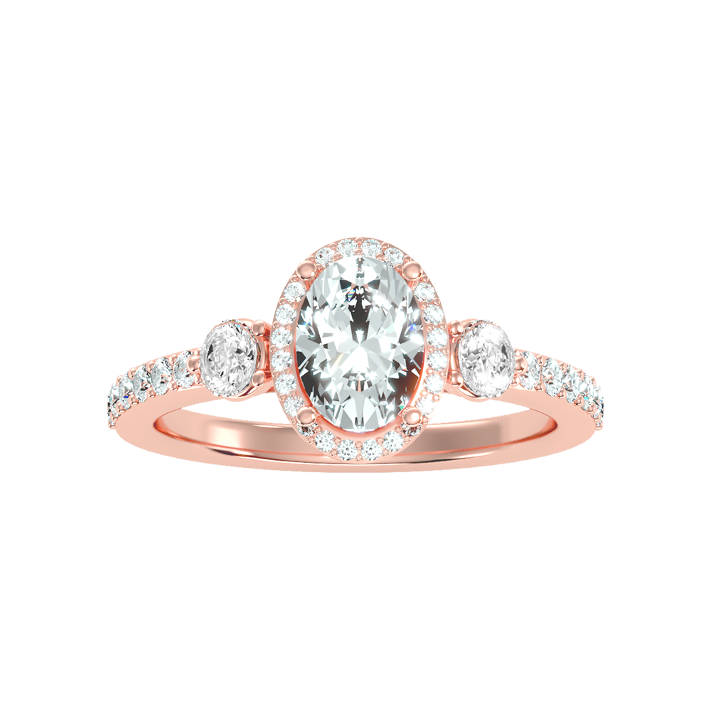 Diamoon Halo Ring In 925 Sterling Silver - Seven