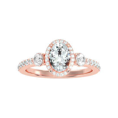 Diamoon Halo Ring In 925 Sterling Silver - Seven