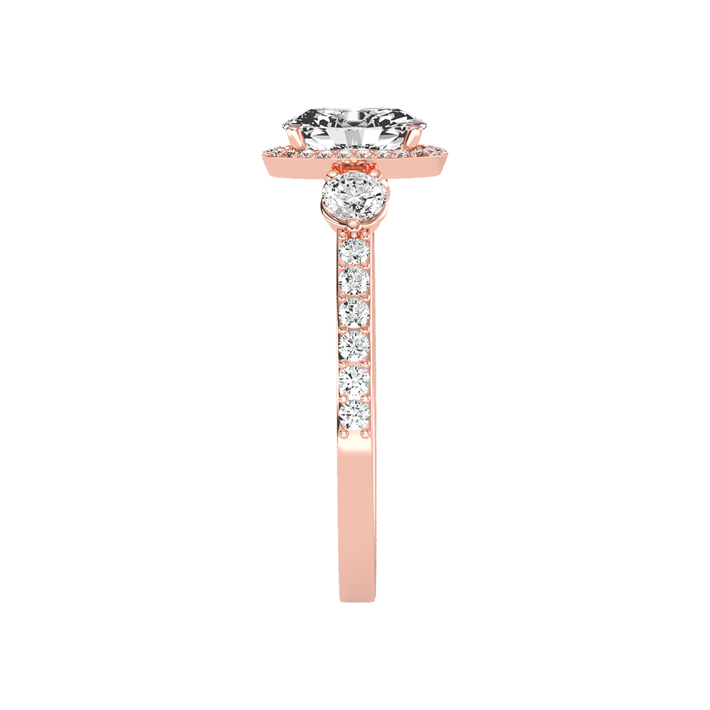 Diamoon Halo Ring In 925 Sterling Silver - Eight