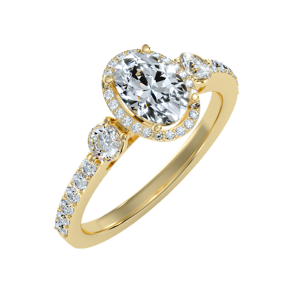 Diamoon Halo Ring In 925 Sterling Silver - Nine