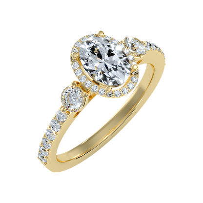 Diamoon Halo Ring In 925 Sterling Silver - Nine