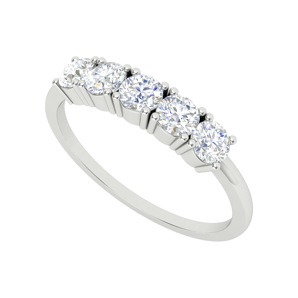 Divan Half Eternity Ring In 925 Sterling Silver - Six