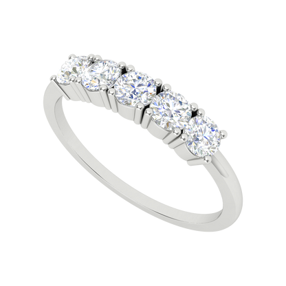 Divan Half Eternity Ring In 925 Sterling Silver - Six