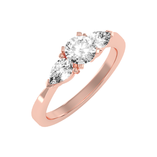 Divine Tri Stone Ring In 925 Sterling Silver - One