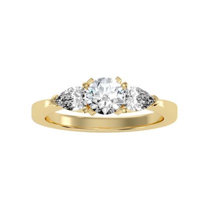 Divine Tri Stone Ring In 925 Sterling Silver - Ten