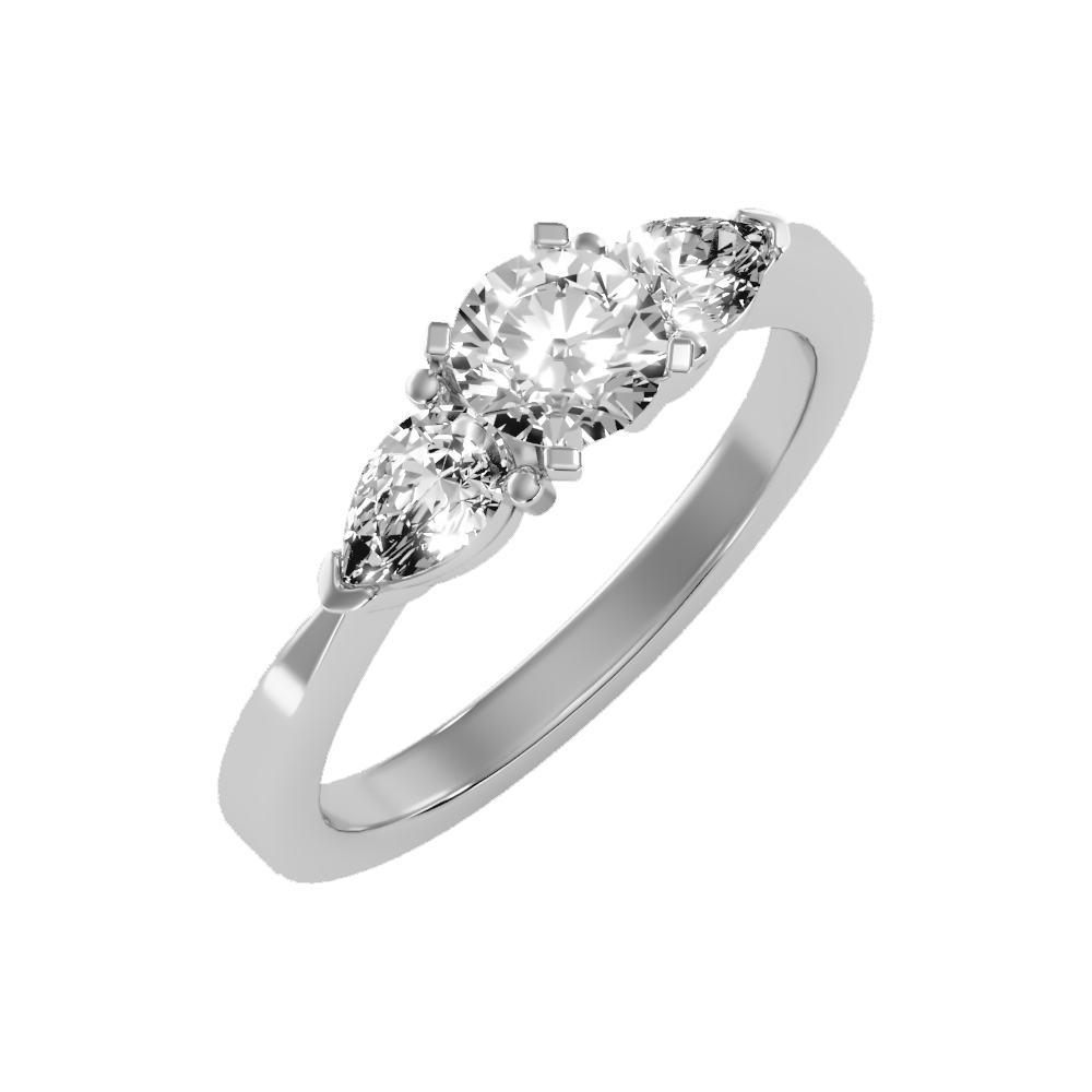 Divine Tri Stone Ring In 925 Sterling Silver - Five