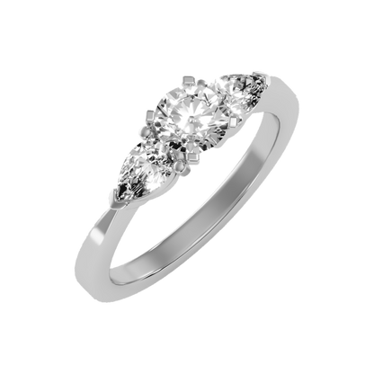 Divine Tri Stone Ring In 925 Sterling Silver - Five