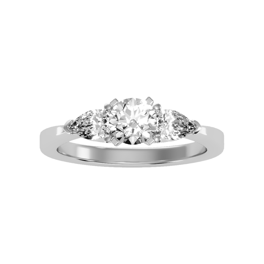 Divine Tri Stone Ring In 925 Sterling Silver - Six