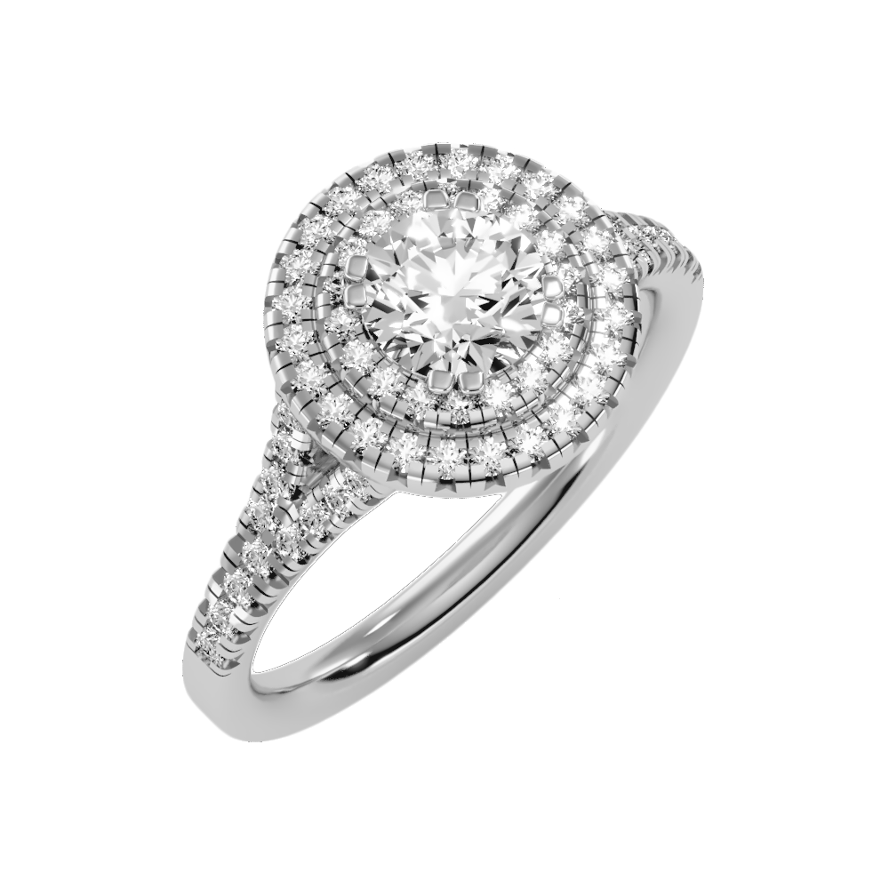 Doiet Classic Halo Diamond Engagement Ring In 925 Sterling Silver - One