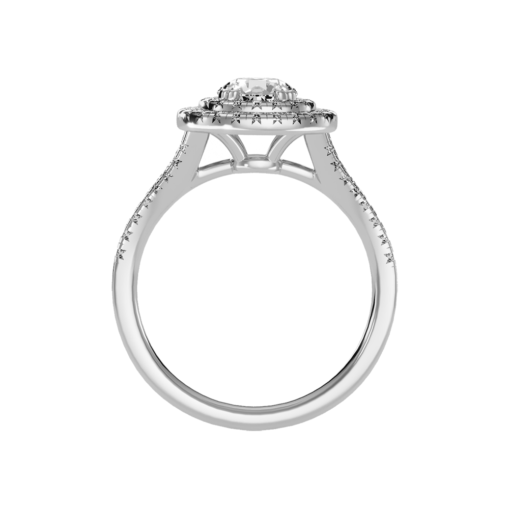 Doiet Classic Halo Diamond Engagement Ring In 925 Sterling Silver - Two