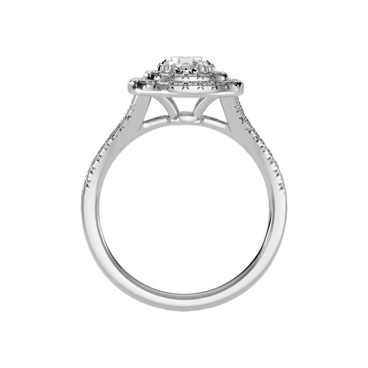 Doiet Classic Halo Diamond Engagement Ring In 925 Sterling Silver - Two
