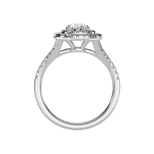 Doiet Classic Halo Diamond Engagement Ring In 925 Sterling Silver - Two