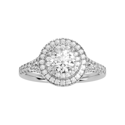 Doiet Classic Halo Diamond Engagement Ring In 925 Sterling Silver - Three