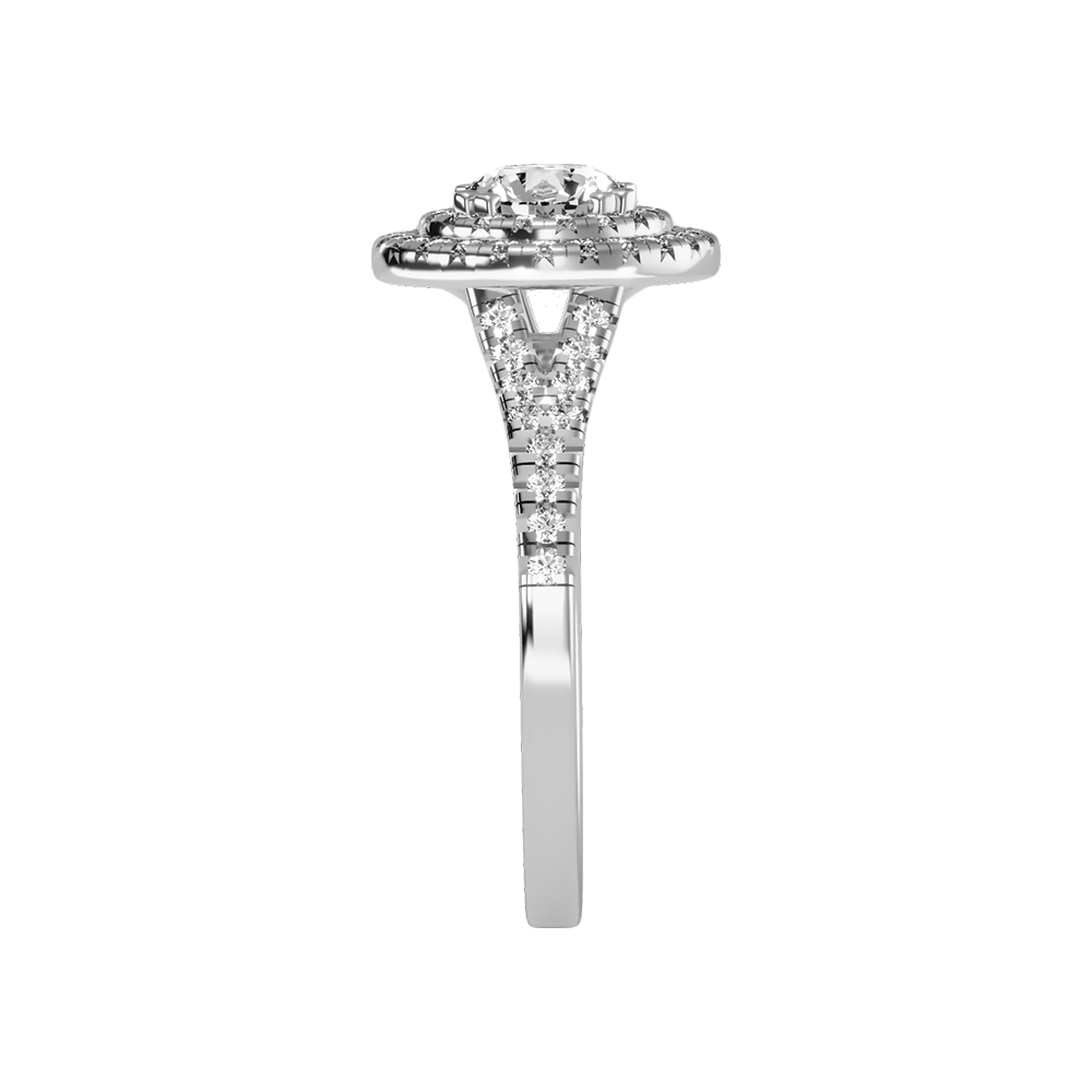 Doiet Classic Halo Diamond Engagement Ring In 925 Sterling Silver - Four