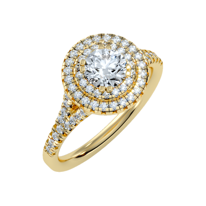 Doiet Classic Halo Diamond Engagement Ring In 925 Sterling Silver - Nine