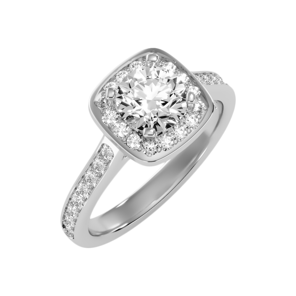 Dolly Diamond Halo Ring In 925 Sterling Silver - One