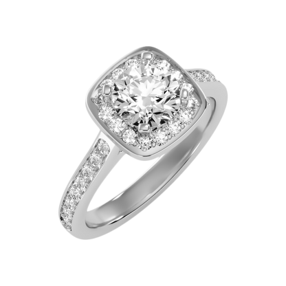 Dolly Diamond Halo Ring In 925 Sterling Silver - One
