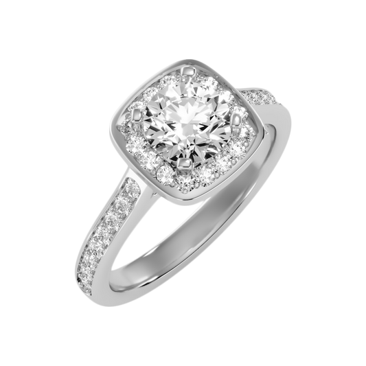 Dolly Diamond Halo Ring In 925 Sterling Silver - One