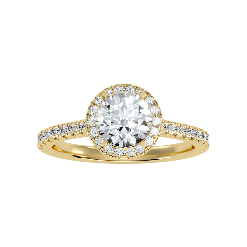 Dramatic Classic Halo Diamond Engagement Ring - Ten