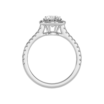 Dramatic Classic Halo Diamond Engagement Ring In 925 Sterling Silver - Two