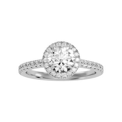 Dramatic Classic Halo Diamond Engagement Ring In 925 Sterling Silver - Three